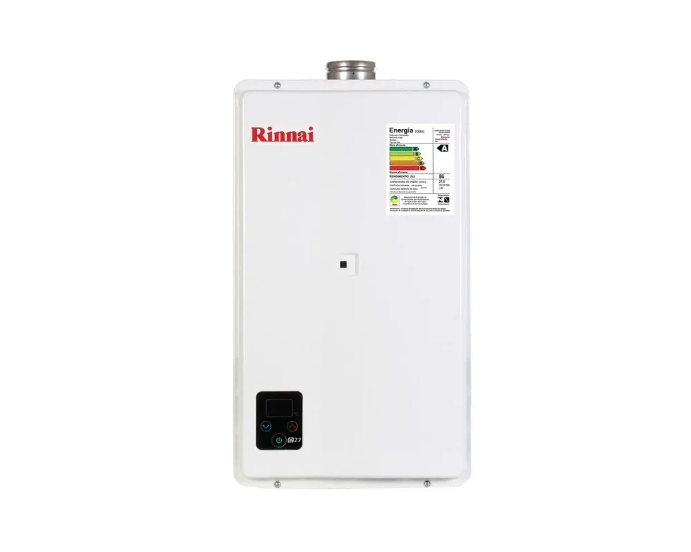 Aquecedor GLP Branco Digital 27L Rinnai Reu E271 Fehbl
