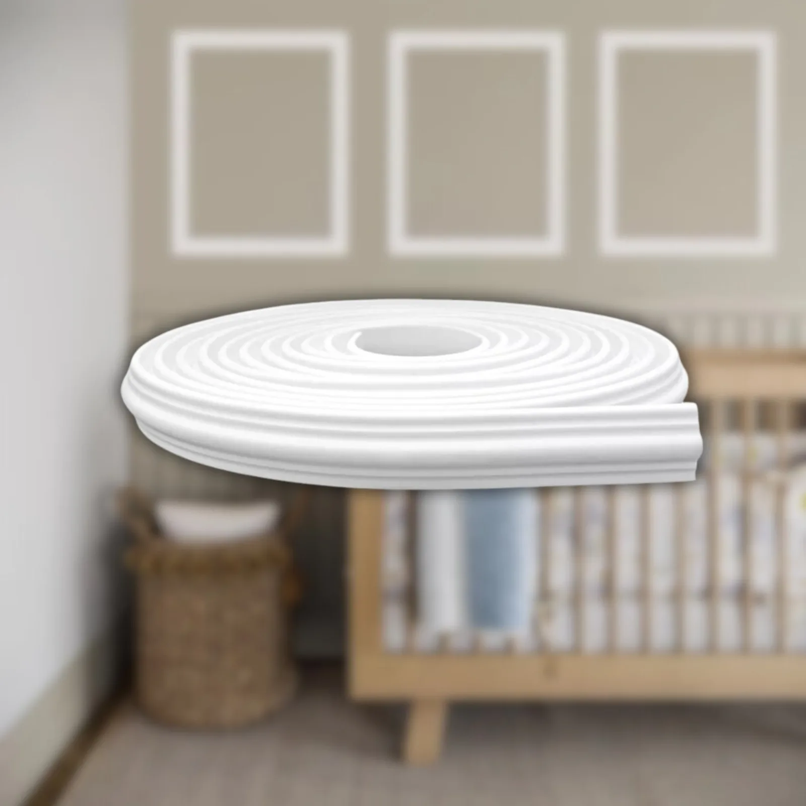 Boiserie Meu Rodapé Autocolante 38mm Branco (Rolo 10m)