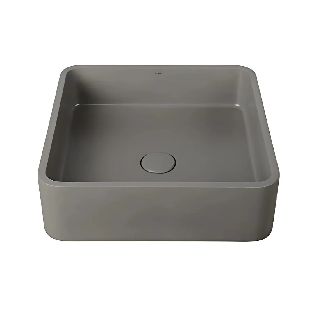 Cuba Quadrada De Apoio Para Banheiro Moss Grey Terrazzo 39x39 Doka GeoStone