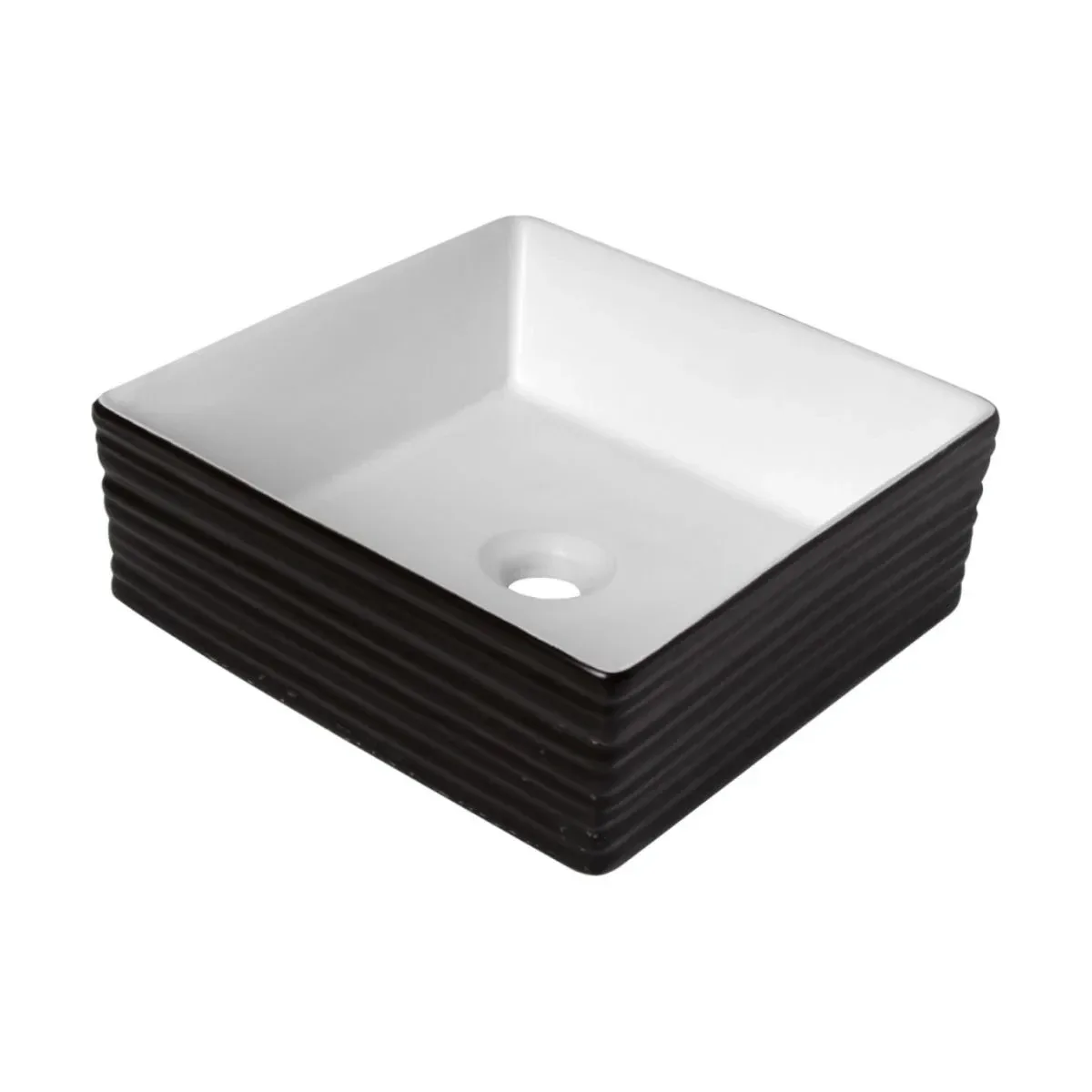 Cuba de Apoio para banheiro Quadrada 38x38cm Preta e Branca Lexxa Bagno LX528BW