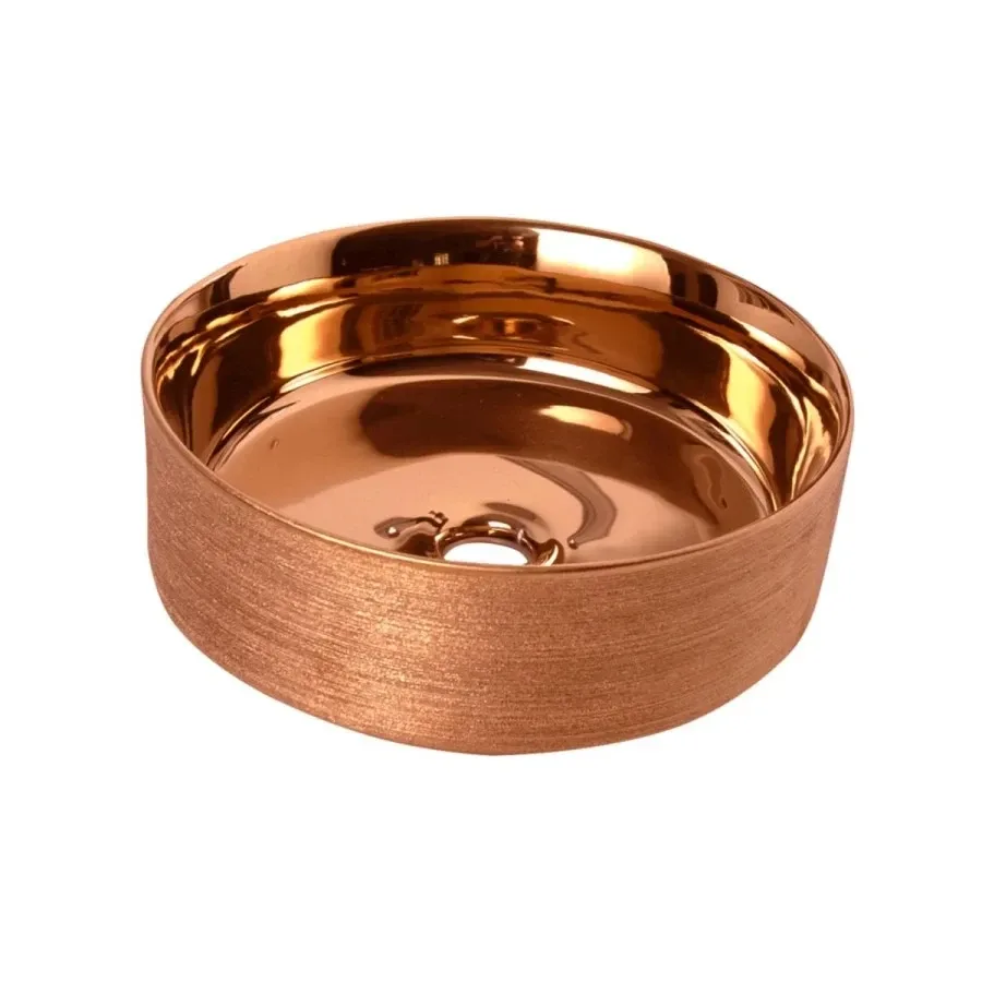 Cuba de Apoio para banheiro Redonda 36cm Rosé Gold Lexxa Bagno LX524RG