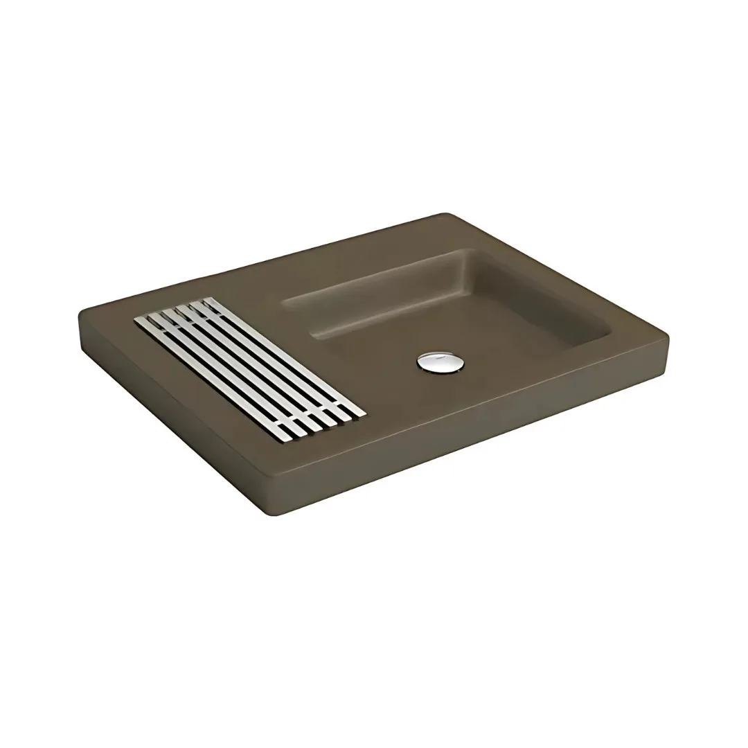 Cuba de Sobrepor Retangular 60x47cm com Saboneteira para Banheiro Marrom Fosco Deca