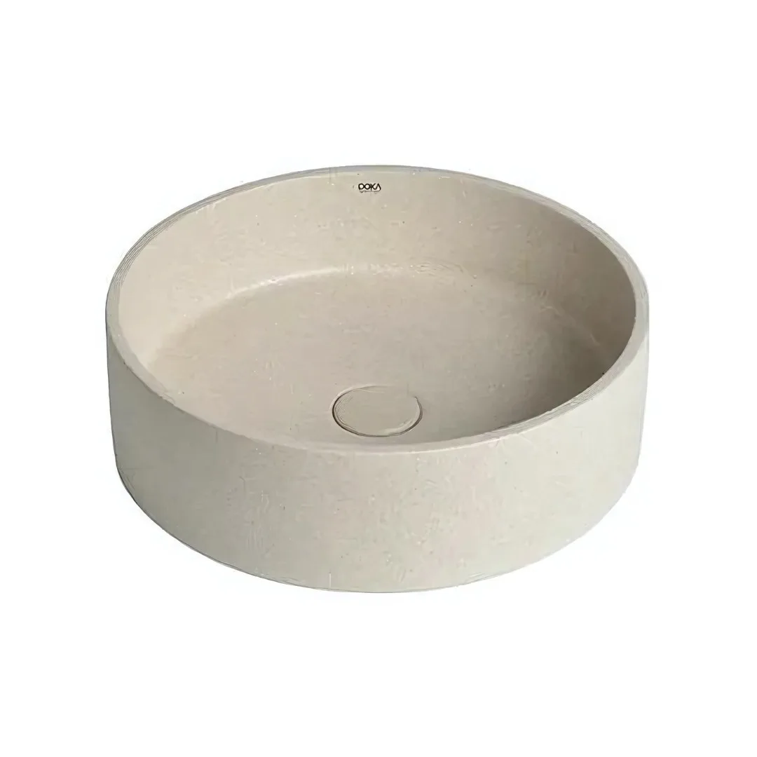 Cuba De Apoio Redonda Off White Terrazzo Doka GeoStone