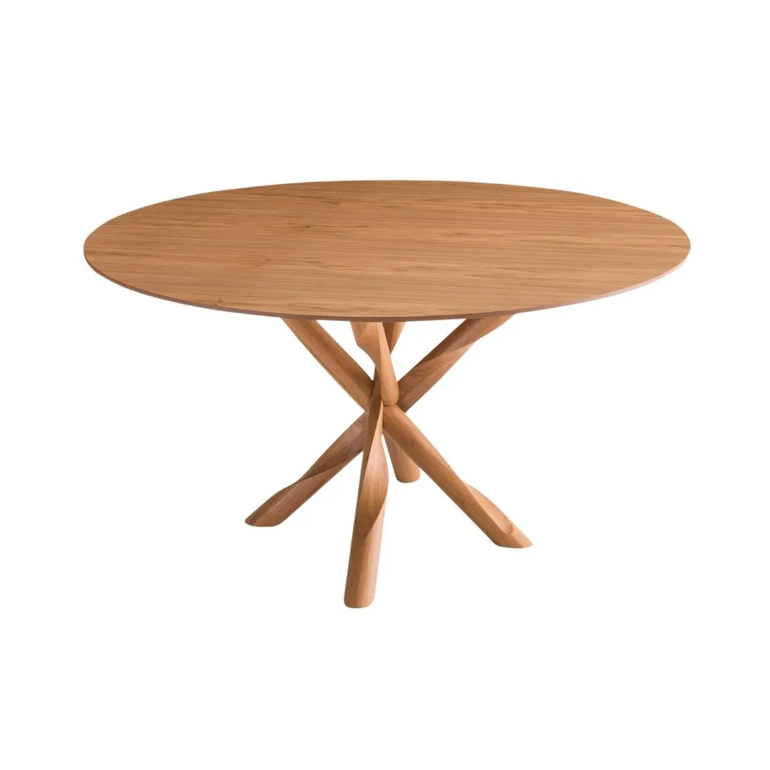 Mesa de Jantar Redonda Madeira Louro Freijó Pés Entrelaçados Ø 110 x 75 Gottems Trama