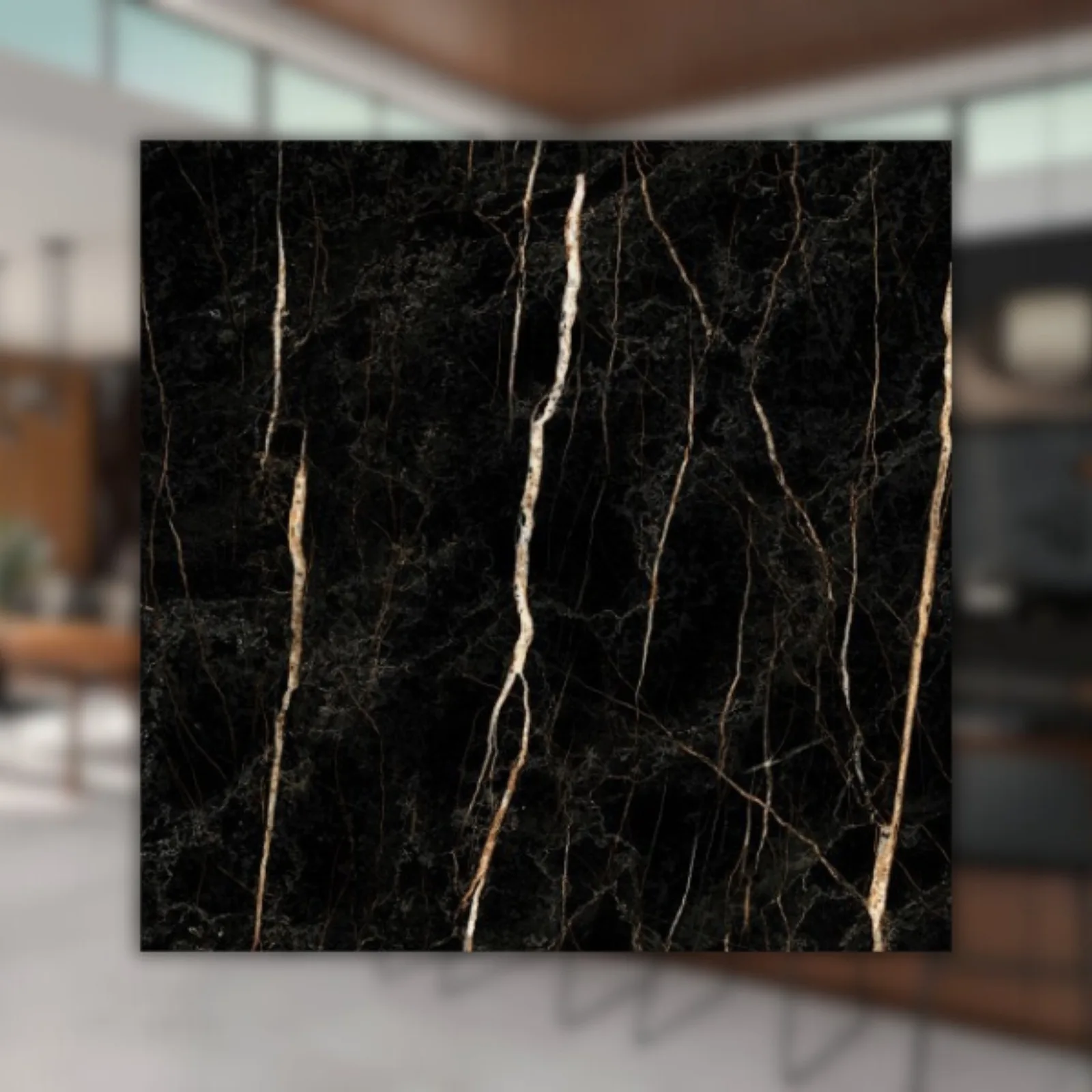 Porcelanato Marmorizado Preto Polido 60x120 Biancogres Chloe Lux RET "A"