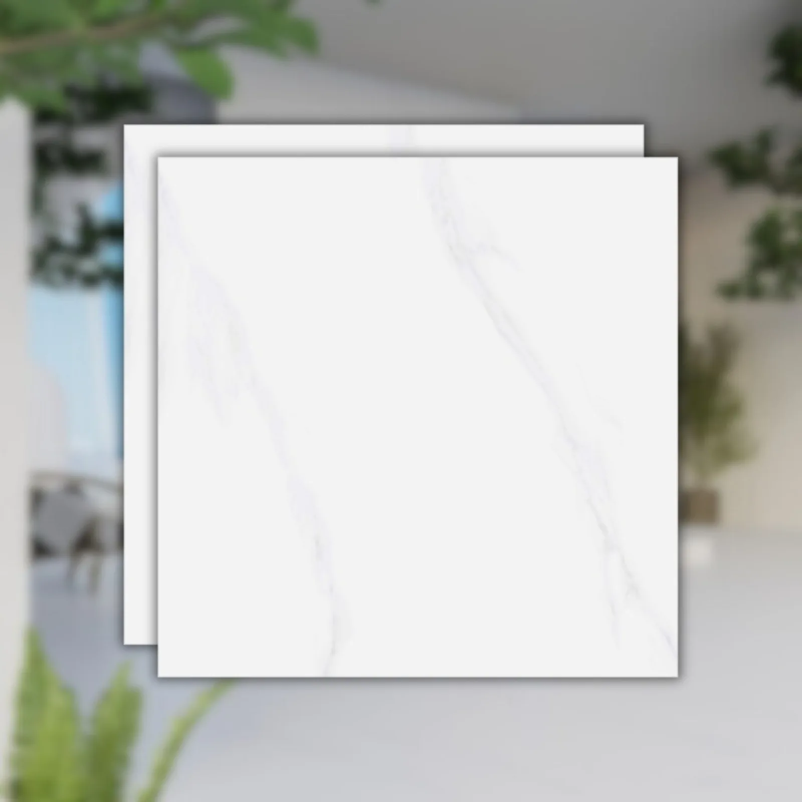 Porcelanato Marmorizado Branco Acetinado 90x90 Biancogres Santorini Bianco Satini RET "A"