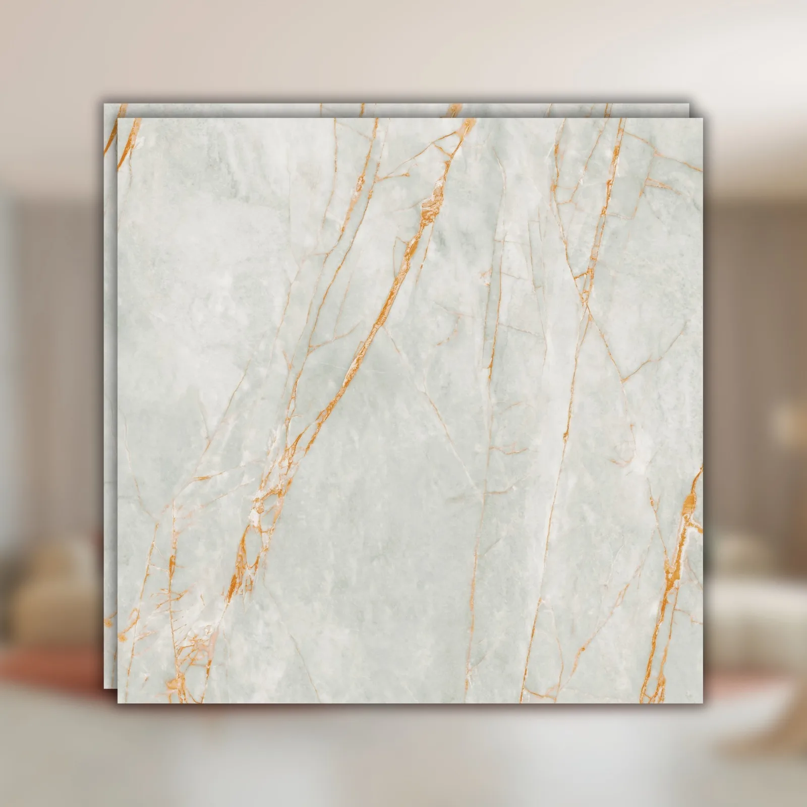 Porcelanato Cinza Marmorizado Natural 120x120 Ceusa Golden Fantasy Sgn RET "A"