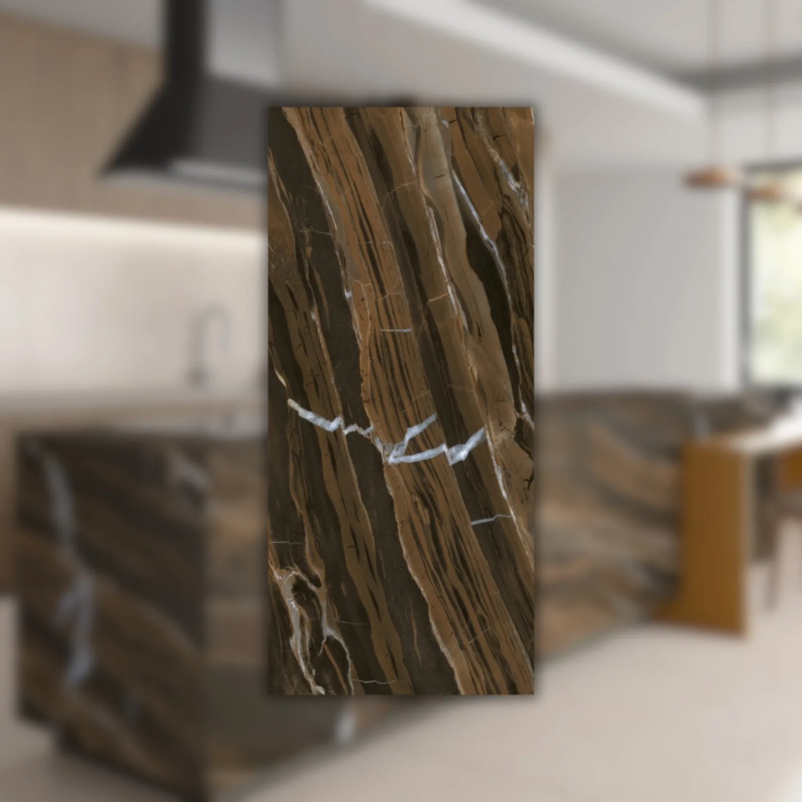 Porcelanato Marrom Polido 61x120 Damme Enigma Brown RET "A"