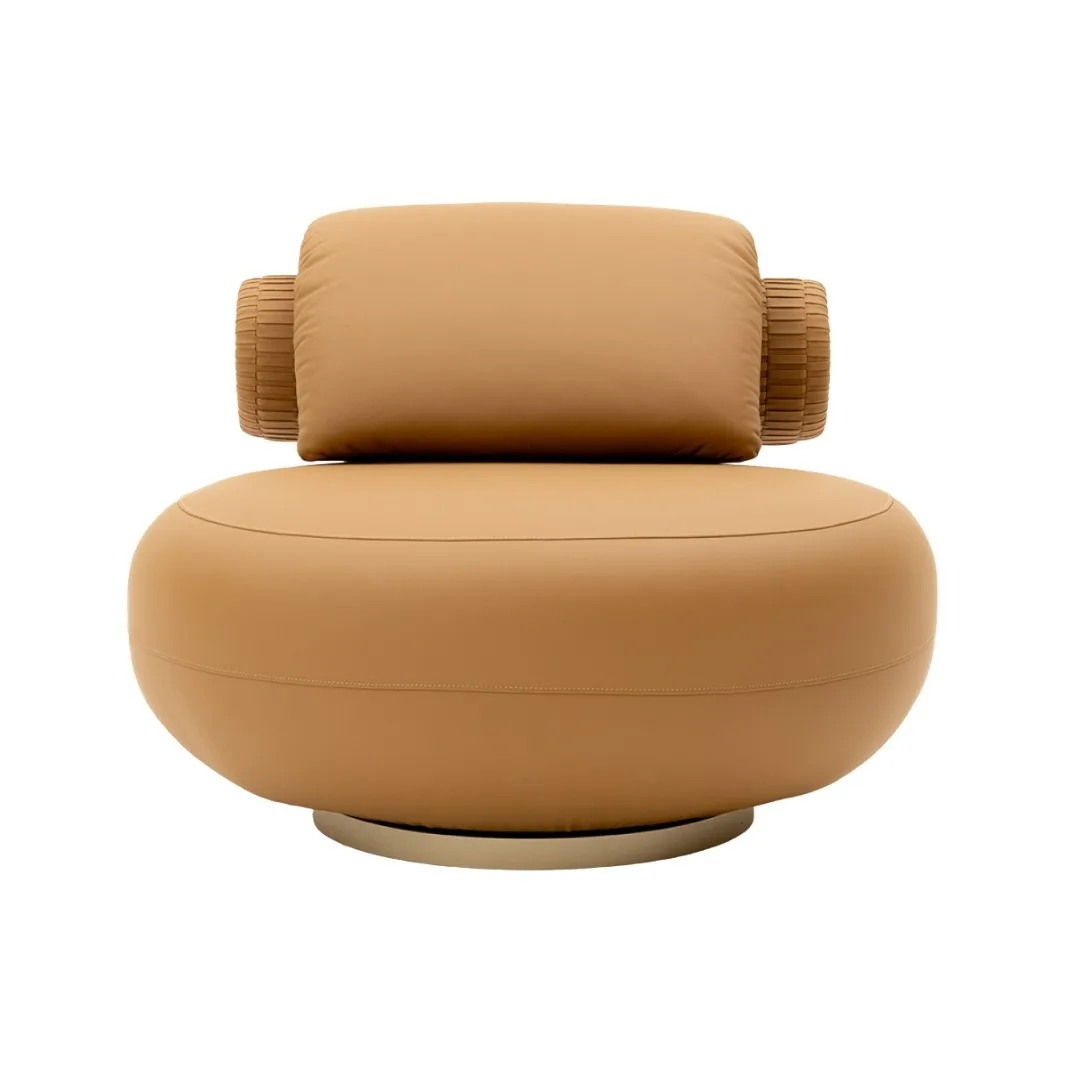 Poltrona Encosto Cilíndrico Tiras Couro Trançadas 78 x 80 x 82 Salva Design de Mobiliário Cesto