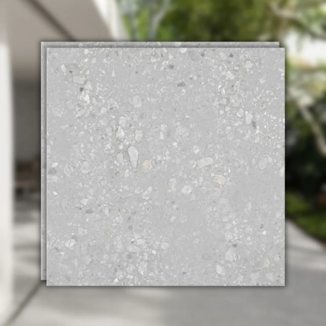 Porcelanato Acetinado Biancogres Cannes Terrazzo Grigio 90x90 RET "A"