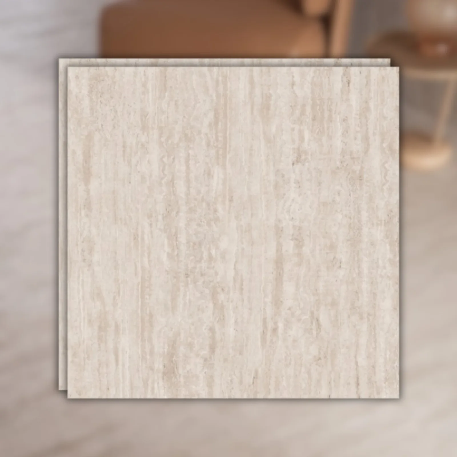 Porcelanato Bege Acetinado 120x120 Biancogres Travertino Reale RET "A"