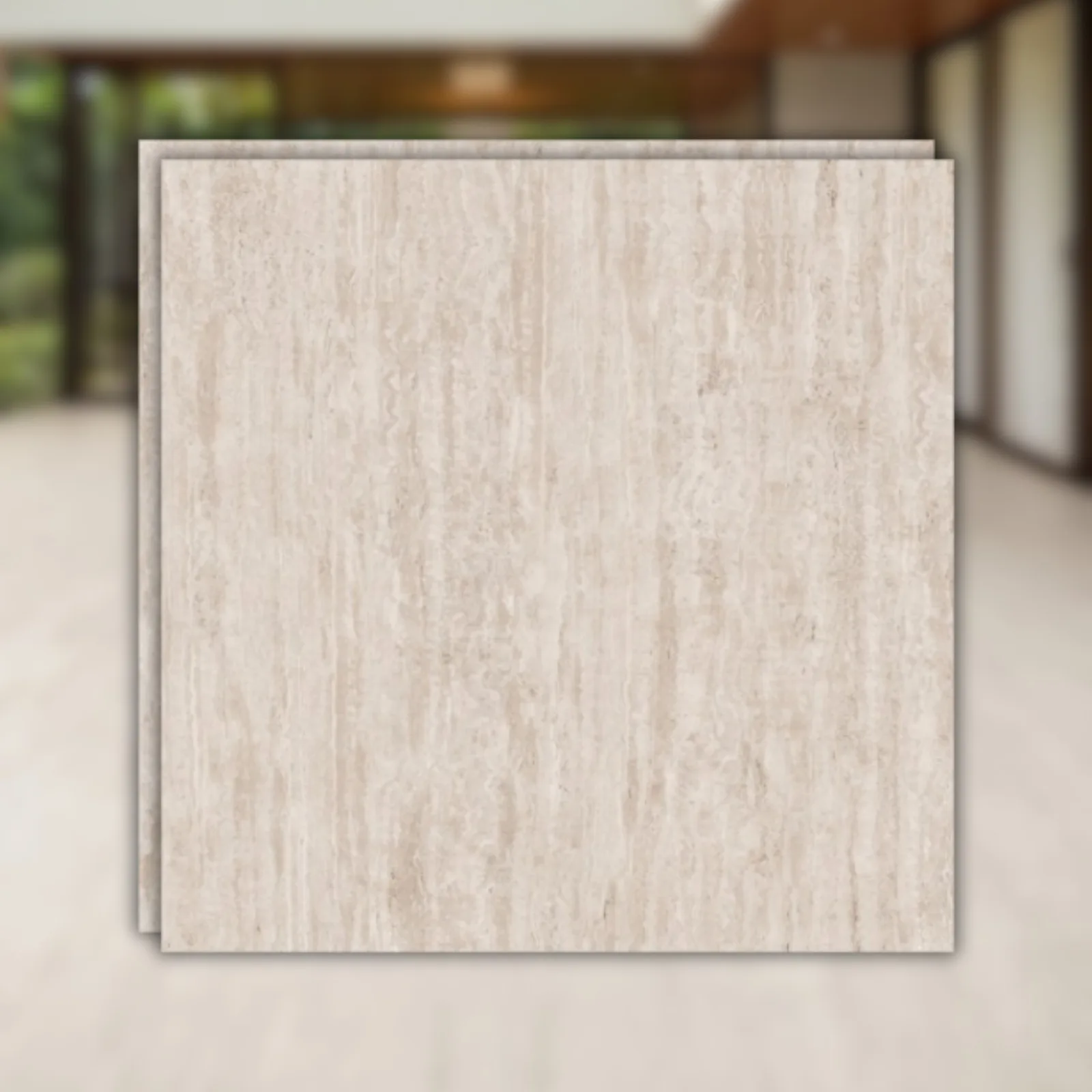 Porcelanato Bege Acetinado 90x90 Biancogres Travertino Reale RET "A"