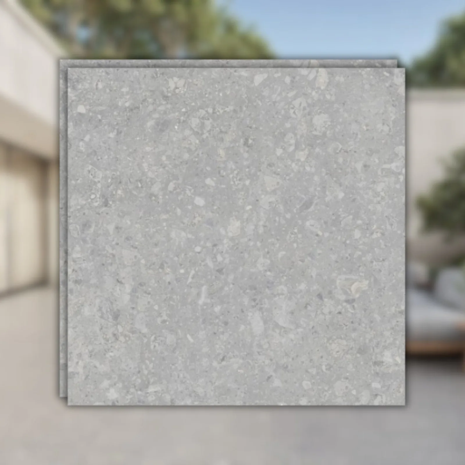 Porcelanato Cinza Externo 100x100 Biancogres Brooklyn Terrazzo RET "A"