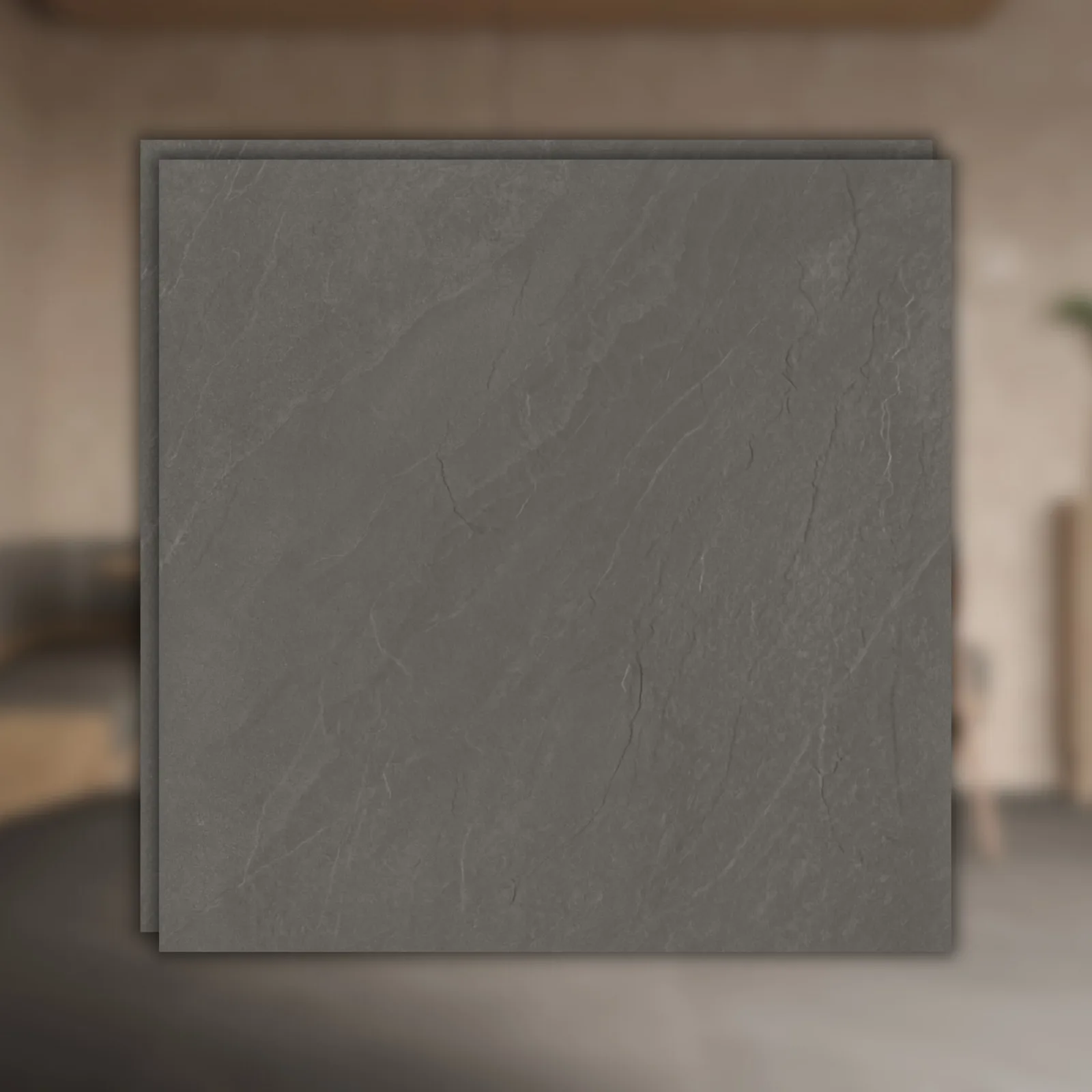 Porcelanato Cinza Mate 90x90 Eliane Cite Ita Ardosia Carbono RET "A"
