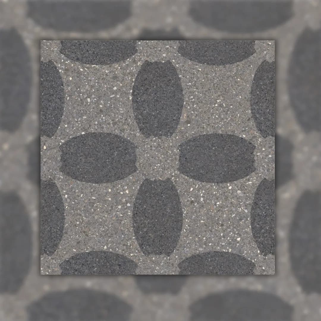 Porcelanato Decorativo Cinza Natural 20x20 Portobello Samba Rock Bouquet Bold "A"