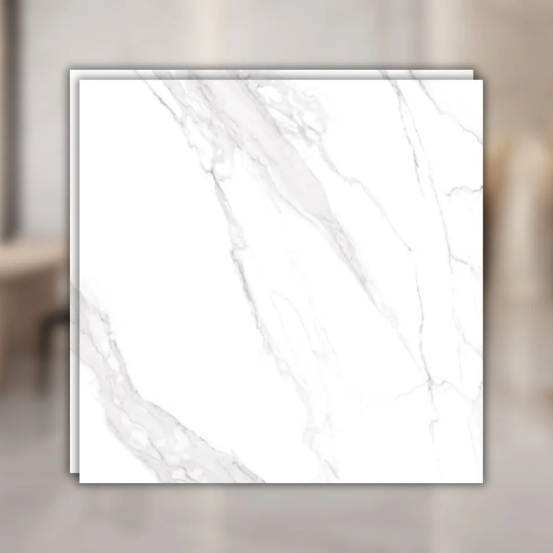 Porcelanato Marmorizado Branco Natural 123x123 Villagres Carrara Toscana RET "A"
