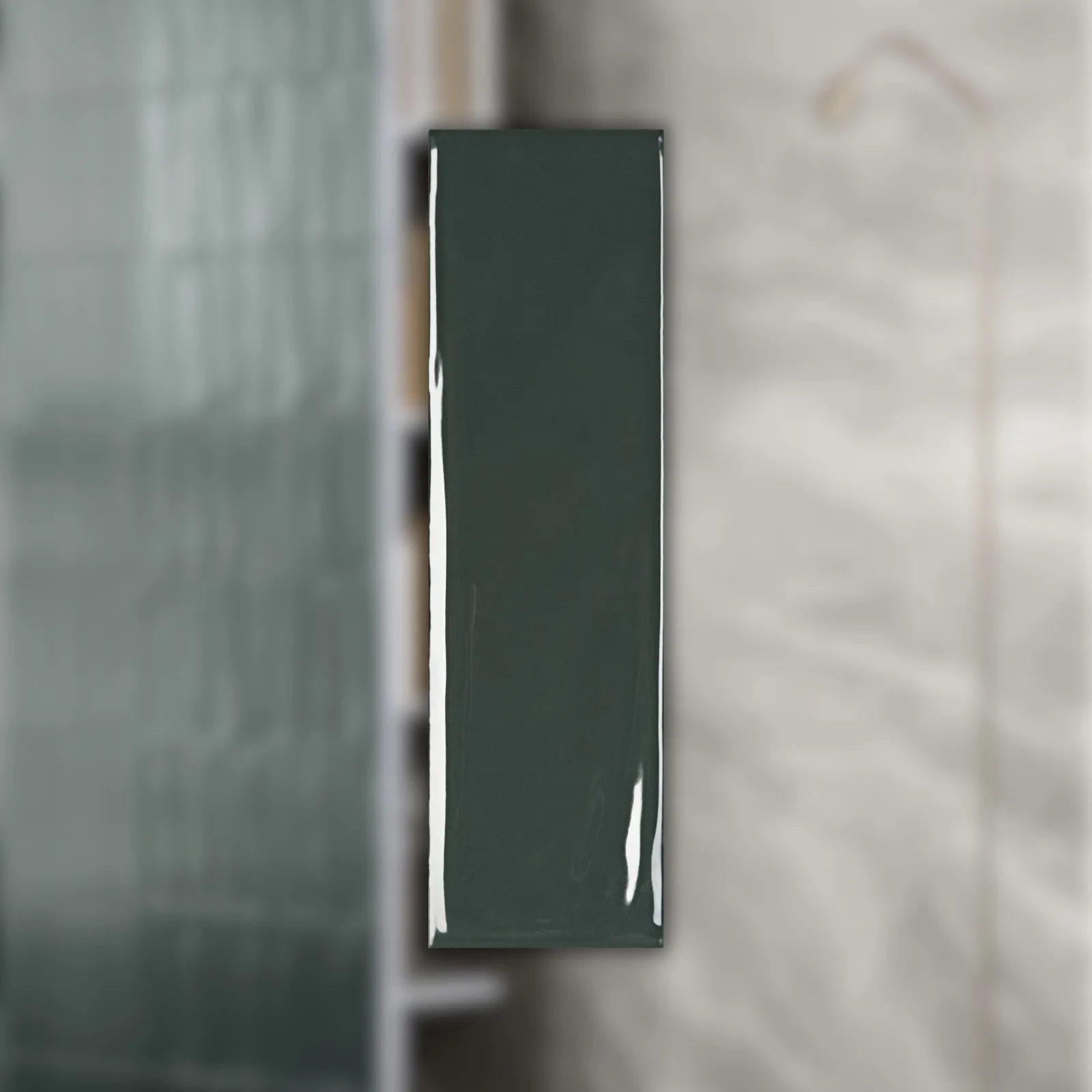 Revestimento Tijolinho Verde Brilho 7x24,4 Portobello Vivant Pin BR Bold "A"