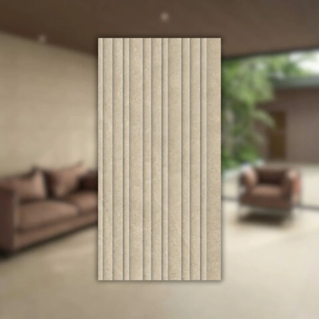 Revestimento Beige Frisado 45x90 Biancogres Flow Dominique RET "A"