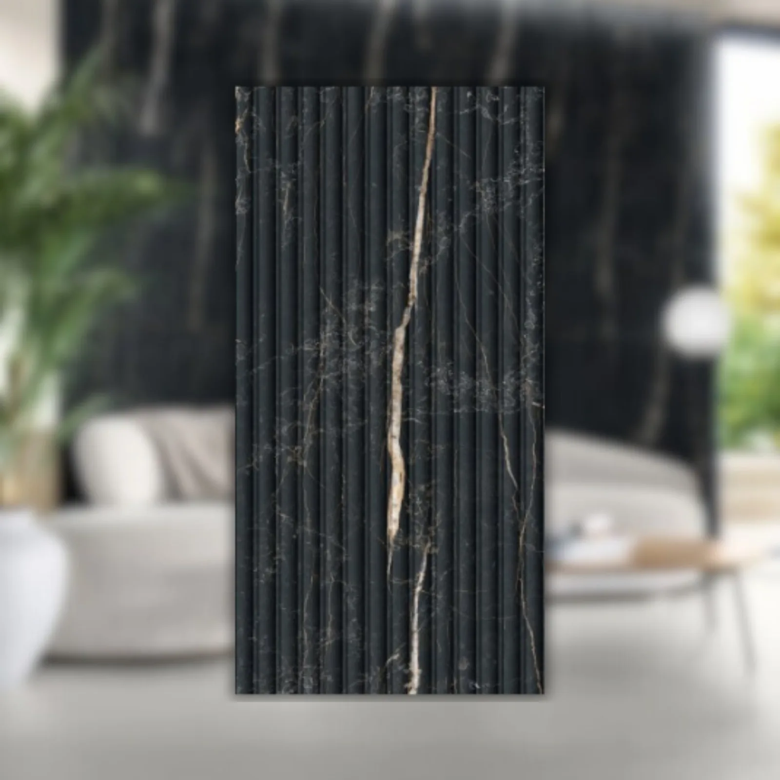 Revestimento Biancogres Flut 45x90 Chloe Acetinado Preto Onix RET "A"