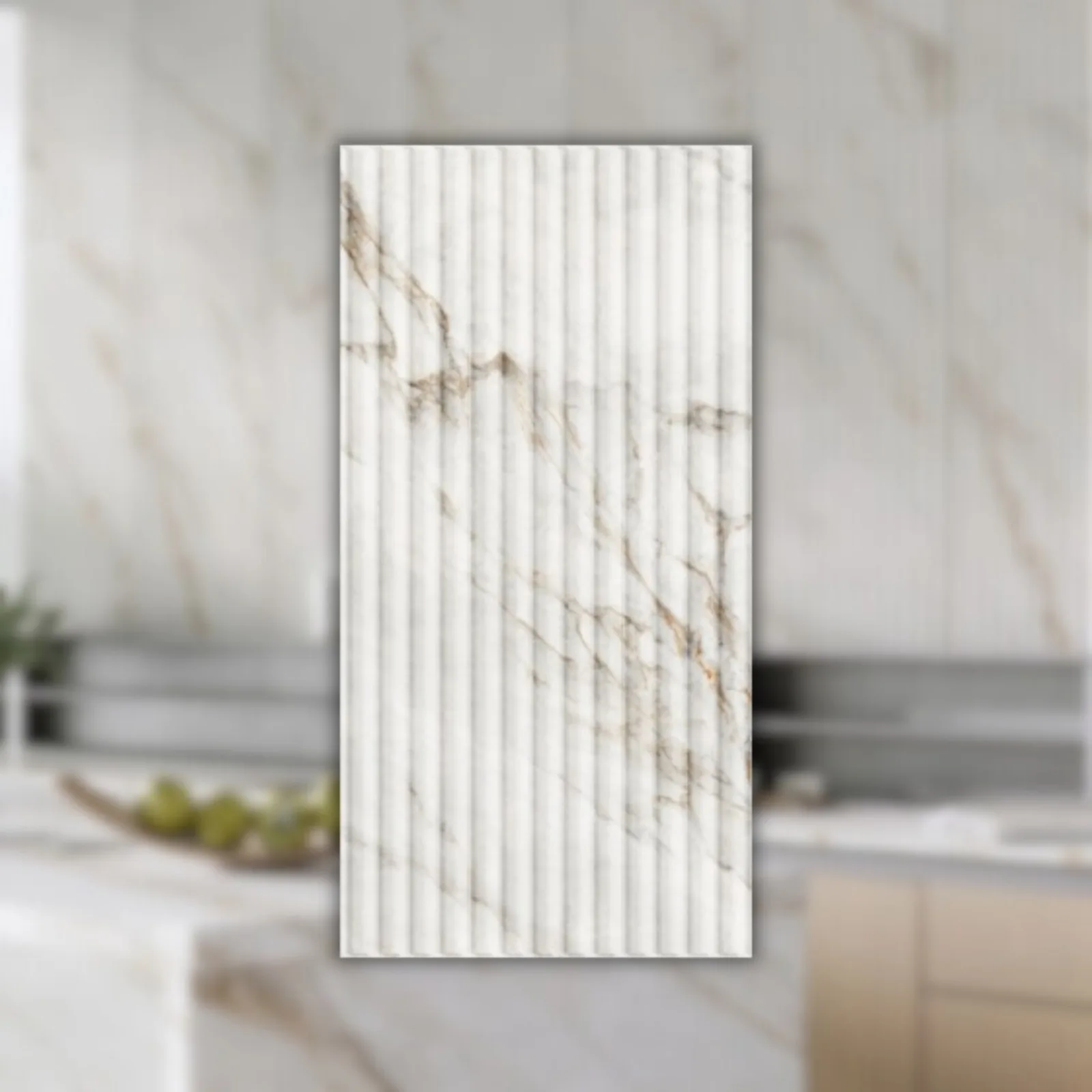 Revestimento Branco Acetinado 45x90 Biancogres Canel Marmo Perla RET "A"